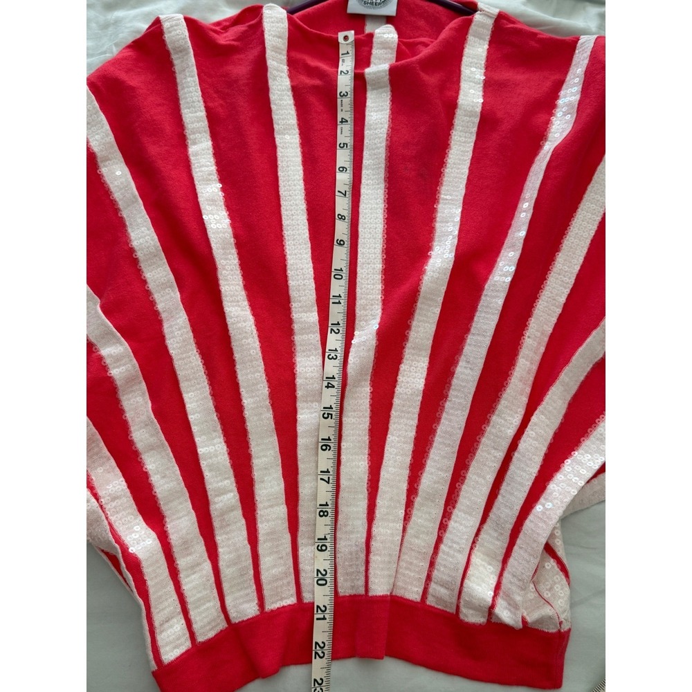 Happy Sheep Red White Striped Sequin Cotton Sweater Italian Design Women medium - Picture 8 of 9